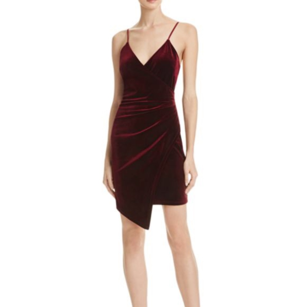 Velvet Mini Slip Dress Burgundy Wine XS Wrap Sz 2